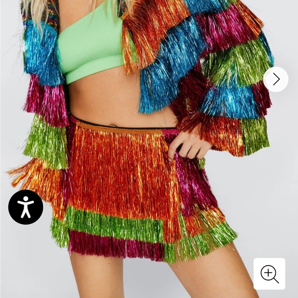 Nasty Gal Tinsel Color Block Shorts/ Skirt sz 6 - Picture 2 of 9